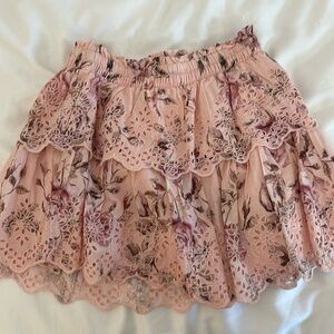 Loveshackfancy x Gap pink floral ruffle skirt. Size YL
